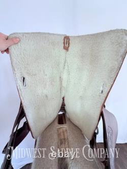 15 Western Barrel Saddle with Floral Leather Tooling, Narrow Fit
