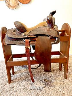 15 Western Leather Saddle Horse Barrel Trail Cowboy Western Decor Hand Tooled