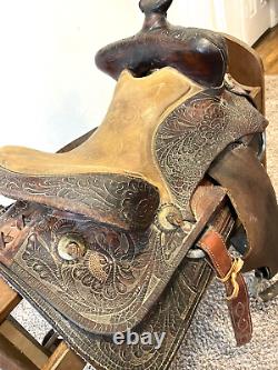 15 Western Leather Saddle Horse Barrel Trail Cowboy Western Decor Hand Tooled