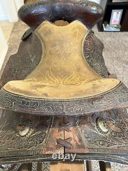 15 Western Leather Saddle Horse Barrel Trail Cowboy Western Decor Hand Tooled