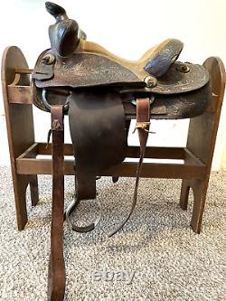 15 Western Leather Saddle Horse Barrel Trail Cowboy Western Decor Hand Tooled