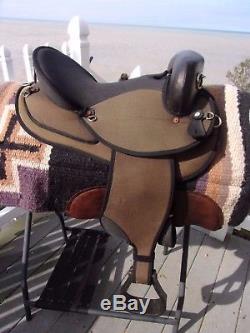 15'' Wide Abetta Twotone Endurance Western Black & Tan Saddle Air Grip