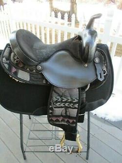 15'' black aztec big horn #187 western barrel trail saddle Cordura & Leather QHB