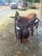 15 In Brown Synthetic Western Trail Saddle With Stirrups /breast Collar/bridle