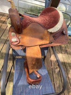 15 western barrel saddle leather