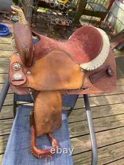 15 western barrel saddle leather