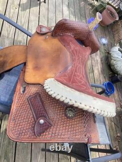 15 western barrel saddle leather