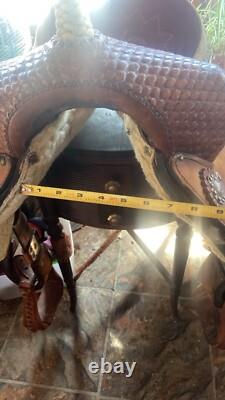 15 western barrel saddle leather