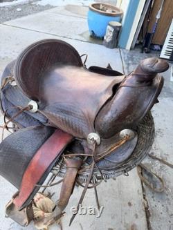 15in Western Saddle Can't Find Brand 6 Gullet Tooled Leather