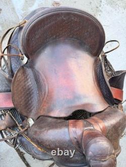 15in Western Saddle Can't Find Brand 6 Gullet Tooled Leather