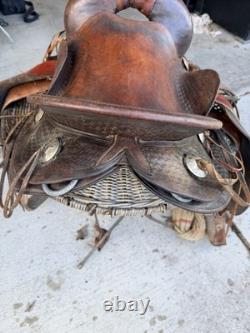 15in Western Saddle Can't Find Brand 6 Gullet Tooled Leather