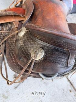 15in Western Saddle Can't Find Brand 6 Gullet Tooled Leather