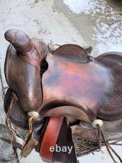 15in Western Saddle Can't Find Brand 6 Gullet Tooled Leather
