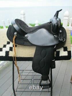 16'' #105 black big horn leather & cordura western barrel trail saddle QH BARS
