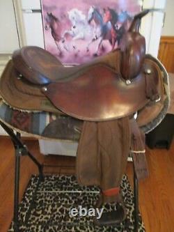 16'' #106 big horn brown leather & cordura western barrel trail saddle QH BARS