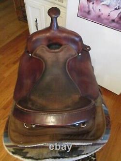 16'' #106 big horn brown leather & cordura western barrel trail saddle QH BARS