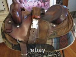 16'' #106 big horn brown leather & cordura western barrel trail saddle QH BARS