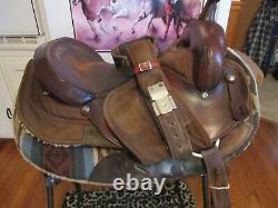 16'' #106 big horn brown leather & cordura western barrel trail saddle QH BARS