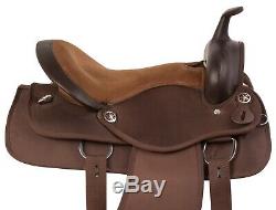 16 17 18 in BROWN WESTERN PLEASURE TRAIL HORSE SYNTHETIC SADDLE TACK SET USED