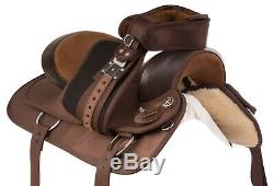 16 17 18 in BROWN WESTERN PLEASURE TRAIL HORSE SYNTHETIC SADDLE TACK SET USED