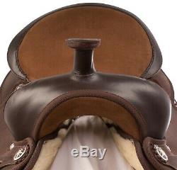 16 17 18 in BROWN WESTERN PLEASURE TRAIL HORSE SYNTHETIC SADDLE TACK SET USED
