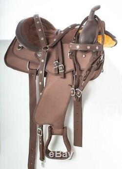 16 17 Brown Synthetic Cordura Trail Western Horse Saddle Tack Free Pad Used