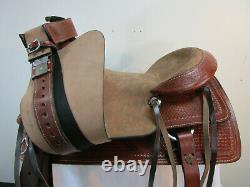 16 17 Ranch Horse Roping Roper Used Western Tooled Leather Saddle Trail Tack Set