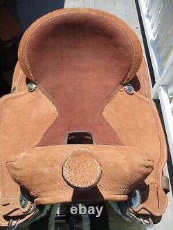 16'' #2108 Roughout Leather Western Trail Saddle FQH BARS