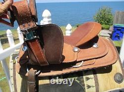 16'' #2108 Roughout Leather Western Trail Saddle FQH BARS