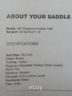 16.5 TUCKER Cheyenne Frontier Trail Western Saddle Wide Tree LIGHTLY USED