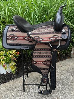 16 ABETTA LIGHT WEIGHT Western Horse Saddle Aztec Print Semi Bar