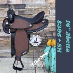 16 Abetta Lightweight Saddle, Western Saddle, Brown/Black Color, Clean