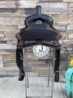 16 Abetta Lightweight Saddle, Western Saddle, Brown/Black Color, Clean