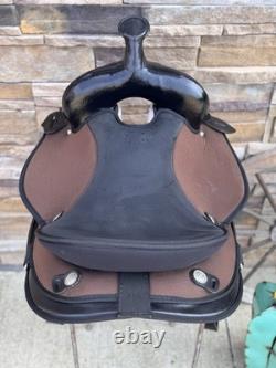 16 Abetta Lightweight Saddle, Western Saddle, Brown/Black Color, Clean