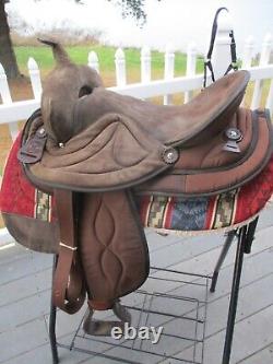 16'' BROWN Big Horn # 601 Western Barrel Trail saddle SQH BAR SUEDE /CORDURA