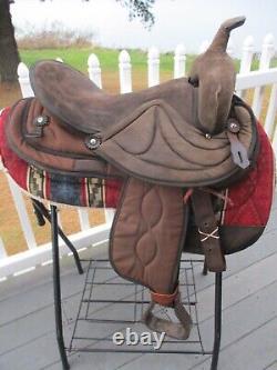 16'' BROWN Big Horn # 601 Western Barrel Trail saddle SQH BAR SUEDE /CORDURA