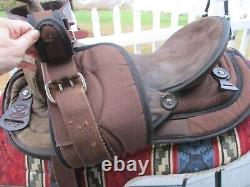 16'' BROWN Big Horn # 601 Western Barrel Trail saddle SQH BAR SUEDE /CORDURA