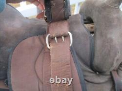 16'' BROWN Big Horn # 601 Western Barrel Trail saddle SQH BAR SUEDE /CORDURA