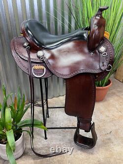 16 Bar J Shiloh Western Horse Trail Saddle Wide Tree CLEAN Condition