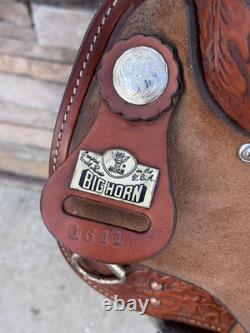 16 Big Horn #1611 Barrel Racing Saddle, Western, Leather, Clean