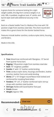 16 Bighorn 264 Western Saddle Chocolate Brown Leather With Suede Seat