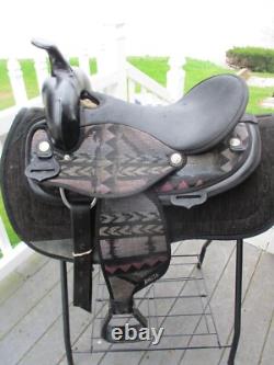 16'' Black Aztec abetta Original Western saddle QH BARS