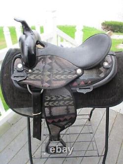 16'' Black Aztec abetta Original Western saddle QH BARS