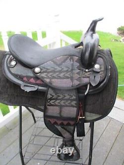 16'' Black Aztec abetta Original Western saddle QH BARS