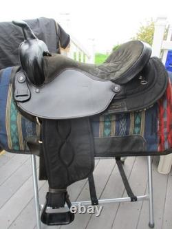 16'' Black Big Horn # 105 Western Barrel Trail saddle QH BARS LEATHER/CORDURA