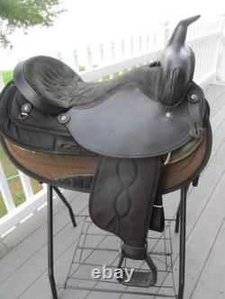 16'' Black Big Horn # 105 Western Barrel/ Trail saddle QH BARS LEATHER/CORDURA