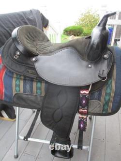 16'' Black Big Horn # 105 Western Barrel Trail saddle QH BARS LEATHER/CORDURA