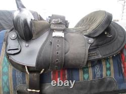 16'' Black Big Horn # 105 Western Barrel Trail saddle QH BARS LEATHER/CORDURA