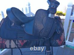 16'' Black Big Horn # 271 Western Barrel Trail saddle SQH BAR LEATHER/CORDURA