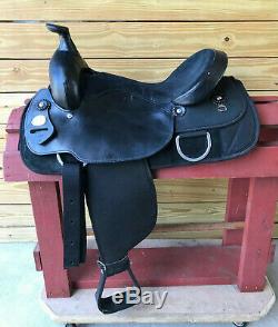 16 Black Fabtron Synthetic Cordura Lightweight Western Roper Trail Saddle FQHB